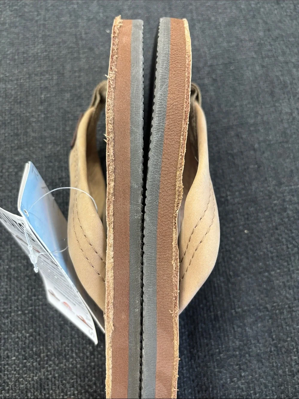 Rainbow Suede Flip Flops in Tan Small 5.5-6.5